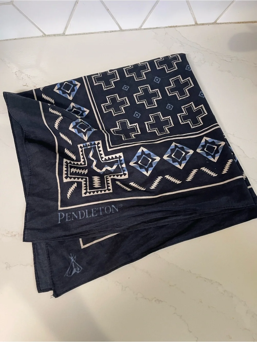 Pendleton Black and Cream Southwestern Print Scarf